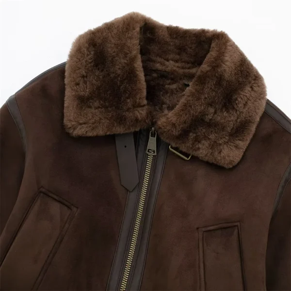 Cappotto da giacca double face allentato con decorazione a cinghia a contrasto con collo in piedi casual da donna autunno e inverno 3