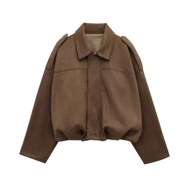 MUJER 2025 Giubbotti bomber in pelle scamosciata da donna Capispalla Giacca oversize Donna Streetwear Zip Cappotti da donna Giacche college imbottite 5