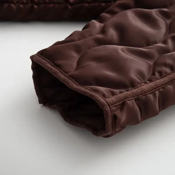 Cappotto giacca in cotone trapuntato allentato a maniche lunghe con tasca grande retrò tinta unita da donna autunno 2025 4
