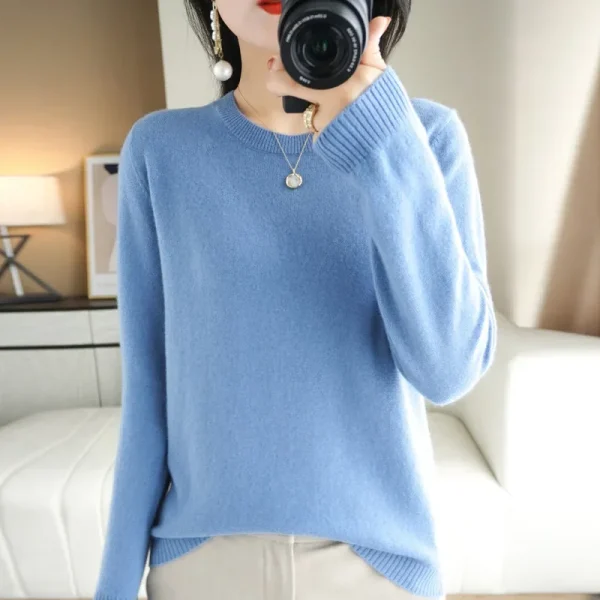 Maglione da donna O-Collo Autunno Inverno Pullover di base Caldo Casual Tira Maglioni Moda coreana Primavera Maglieria Camicia che tocca il fondo 2025 2
