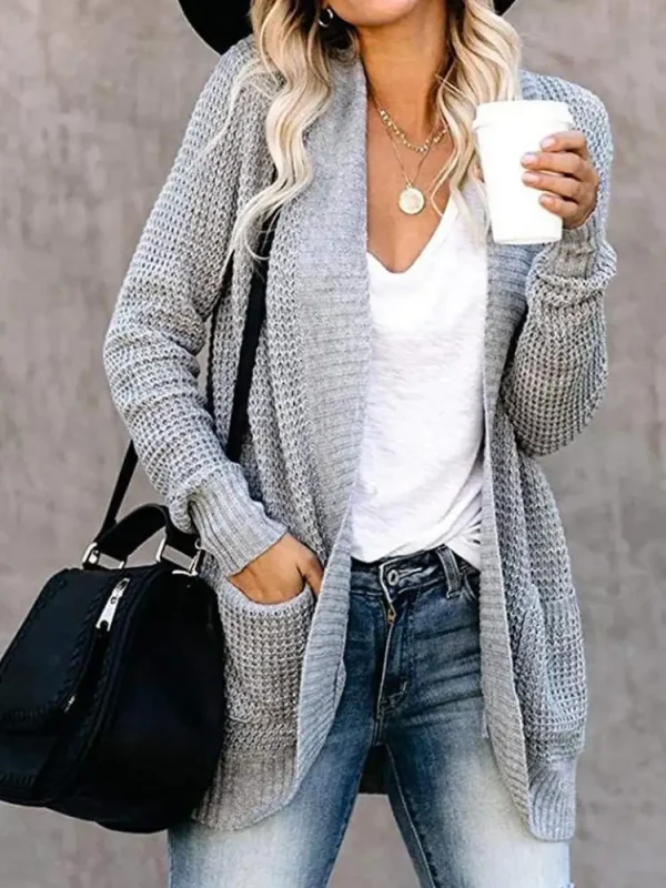 Cardigan alla moda autunno e inverno maglione lavorato a maglia da donna nuovo abbigliamento casual allentato anteriore curvo da donna 1