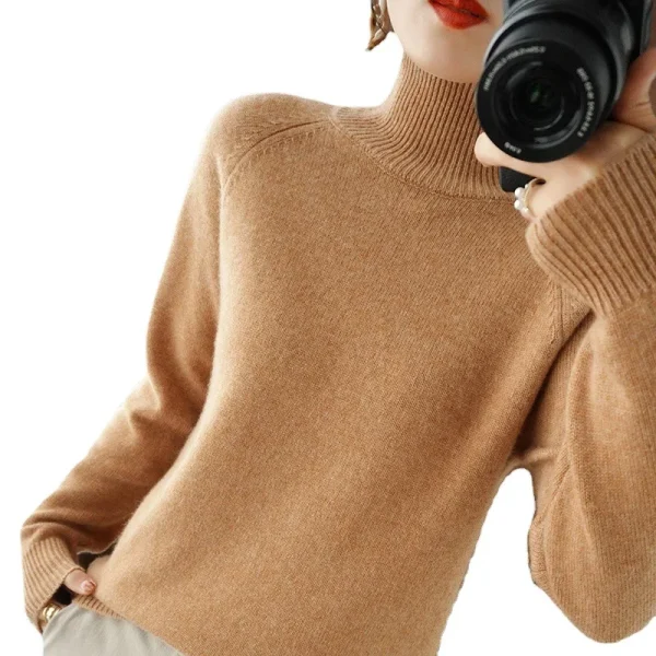 Casual autunno inverno donna maglioni dolcevita manica lunga pullover caldi spessi moda maglieria coreana maglioni di base 2025 5
