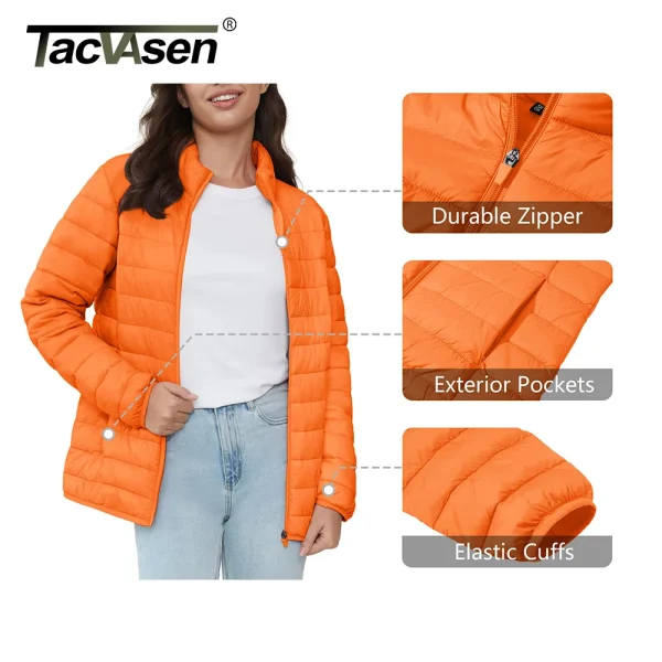 TACVASEN Piumino con zip intera da donna invernale leggero trapuntato cappotti caldi giacca a vento casual capispalla oversize da esterno 4