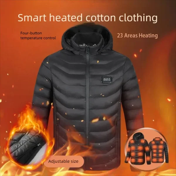 23 aree inverno riscaldamento intelligente giacca di cotone da uomo autoriscaldante Parka da donna caldo USB elettrico quattro telecomandi vestiti riscaldati 2