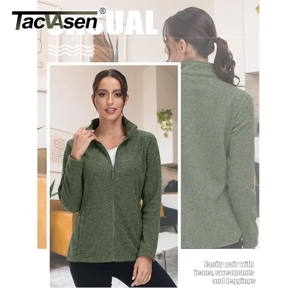 TACVASEN giacche in pile leggero primavera/autunno felpe sportive calde da donna maglione dolcevita Casual termico cappotti top 2