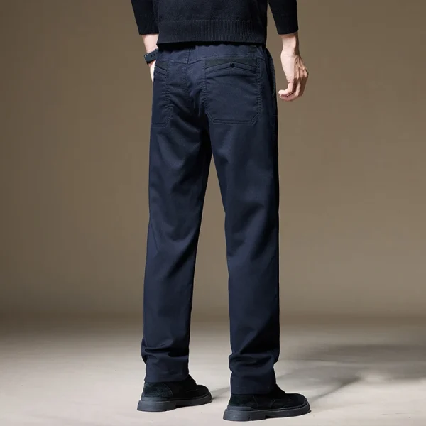 Abbigliamento di marca Autunno Inverno Tessuto Lyocell Pantaloni Casual Uomo Spessore Business Dritto Moda Tinta Unita Pantaloni Chinos Maschile 5