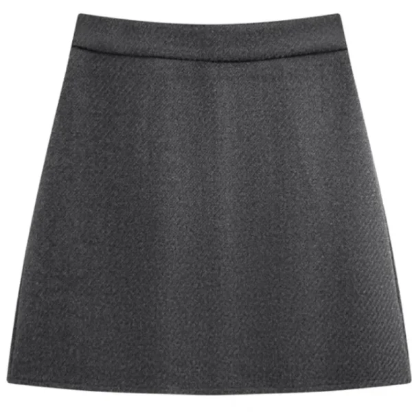 Gonne corte di lana da donna Autunno Inverno Versatile semplice gonna a trapezio dimagrante Donna elegante minigonne aderenti a vita alta 4