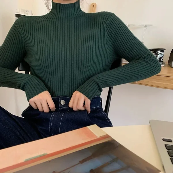 2025 Maglioni lavorati a maglia Top Chic Autunno Inverno Maglione Pullover Donna Manica lunga Dolcevita casual Maglione basic caldo 4