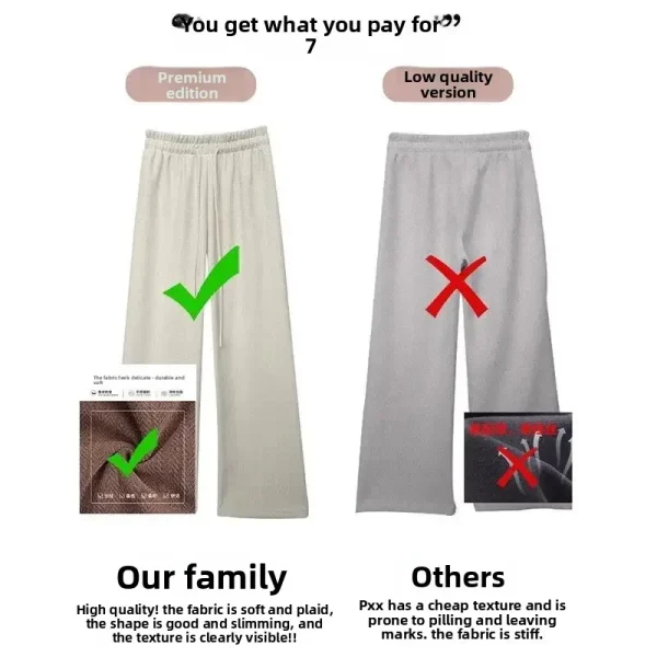 Pantaloni a gamba larga foderati in pile blu Pantaloni lunghi dritti casual larghi a vita alta da donna Pantaloni pigri Pantaloni lunghi fino al pavimento 3