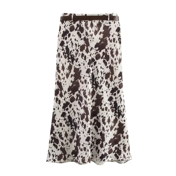 KONDALA 2025 Autunno Inverno Casual Stampa in raso Gonna lunga da donna Moda Elegante cerniera Telai Dritto Chic Gonne lunghe da donna 4