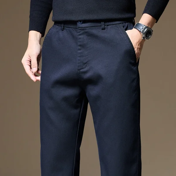 Abbigliamento di marca Autunno Inverno Tessuto Lyocell Pantaloni Casual Uomo Spessore Business Dritto Moda Tinta Unita Pantaloni Chinos Maschile 2