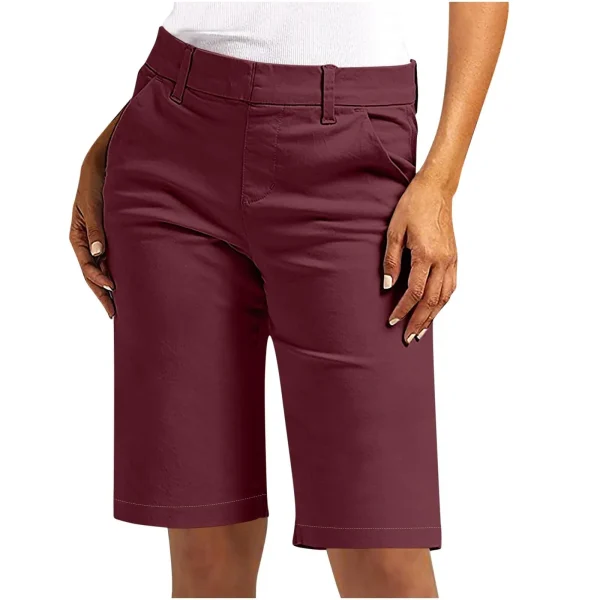 Pantaloncini dritti tinta unita moda casual da donna Pantaloni sportivi vestibilità a vita alta Pantaloni da pendolarismo quotidiano a casa 3