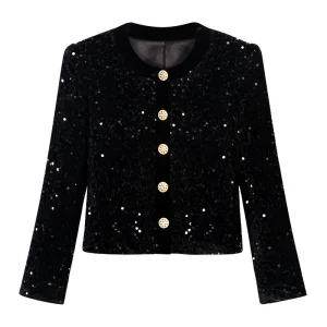 Squisita luce di lusso industria pesante paillettes alla moda elegante socialite temperamento di fascia alta piccola giacca in stile profumato 1