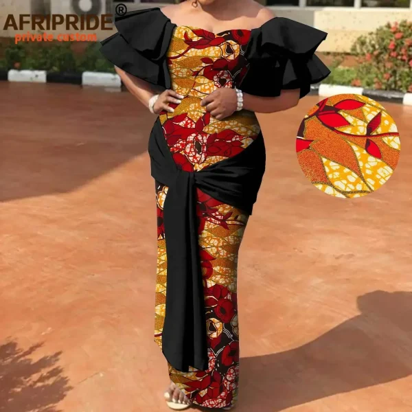 Abiti africani per le donne senza spalline con spalle scoperte a vita alta Maxi abito con stampa abbigliamento abiti Dashiki moda elegante A2225003 3
