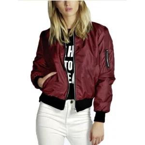 Autunno nuove giacche corte da donna Vintage High Street giacca bomber con o-collo moda femminile cerniera cappotto a maniche lunghe donna 1