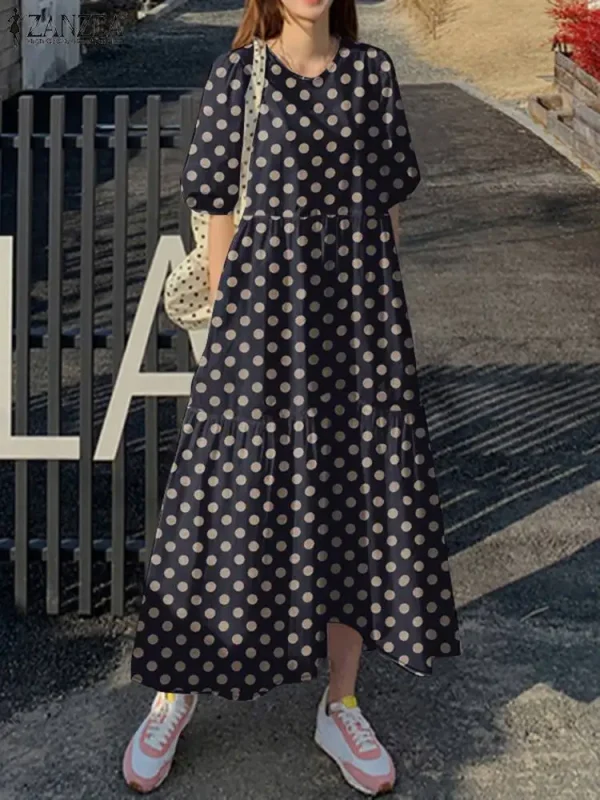 Abiti estivi da donna 2024 ZANZEA moda elegante pois stampati manica corta vestito estivo casual allentato vacanza abiti Sarafans 3