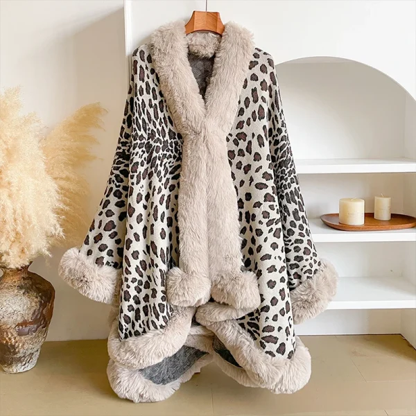 Capispalla da donna con stampa leopardata calda e spessa - Y2K Streetwear e mantello elegante, cappotto, giacca, mantello e poncho per l'autunno inverno 5