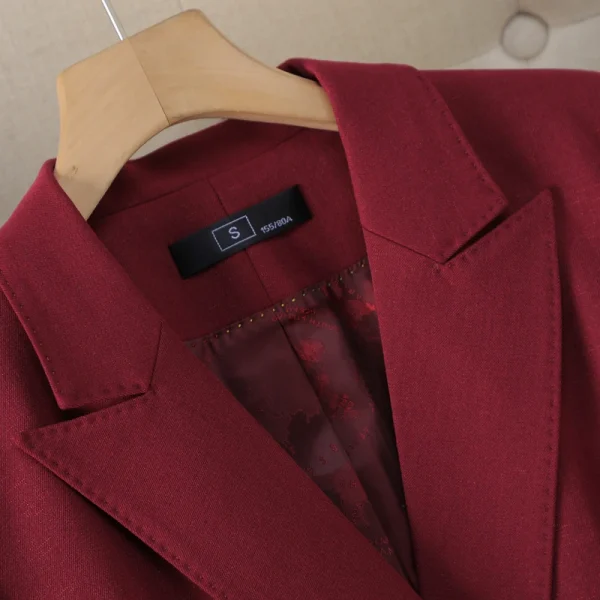 NAVIU Set da 2 pezzi per donna Elegante blazer doppiopetto e pantaloni dritti a vita alta Completo da donna da ufficio in stile coreano 5