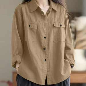 2025 ZANZEA Camicia moda autunno Camicetta da donna Collo con risvolto Top a maniche lunghe Elegante Solido Allentato OL Camicie da lavoro Tunica Blusas Femme 1