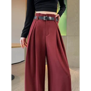 Nuovi pantaloni a gamba larga a forma di pera a vita alta da donna 1