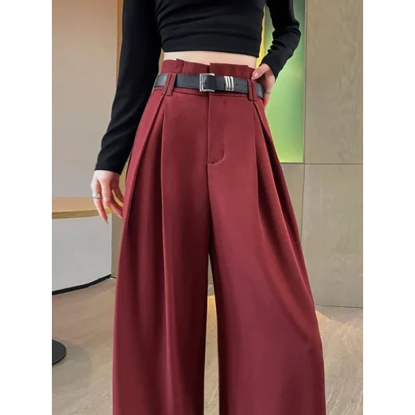 Nuovi pantaloni a gamba larga a forma di pera a vita alta da donna 1