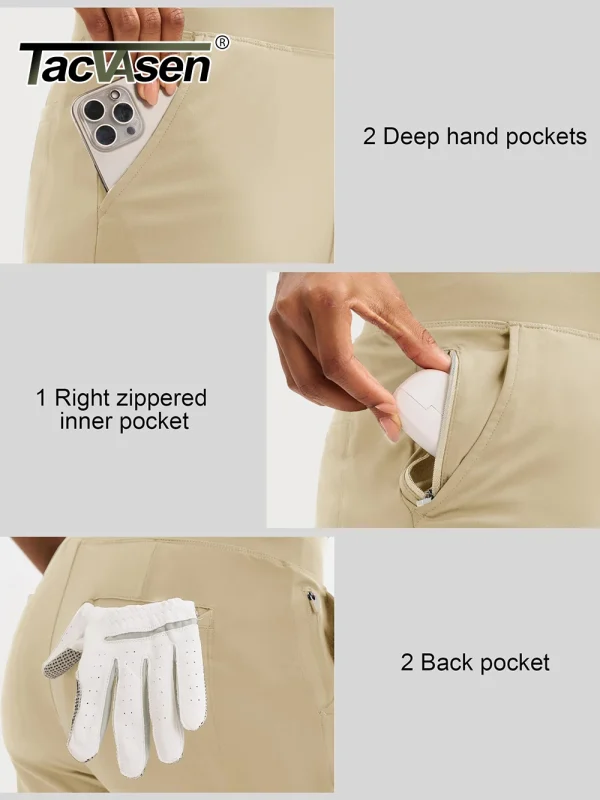TACVASEN Pantaloni da golf da donna UPF 50+ Pantaloni a vita alta elasticizzati leggeri Pantaloni da lavoro casual ad asciugatura rapida Pantaloni sportivi da viaggio 5