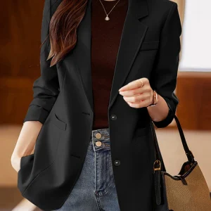 2025 Donna Autunno OL Giacca da lavoro ZANZEA Moda Risvolto Collo Manica lunga Solid Blazer Sottile Outwears Abiti Casual Bottoni Giacche 1