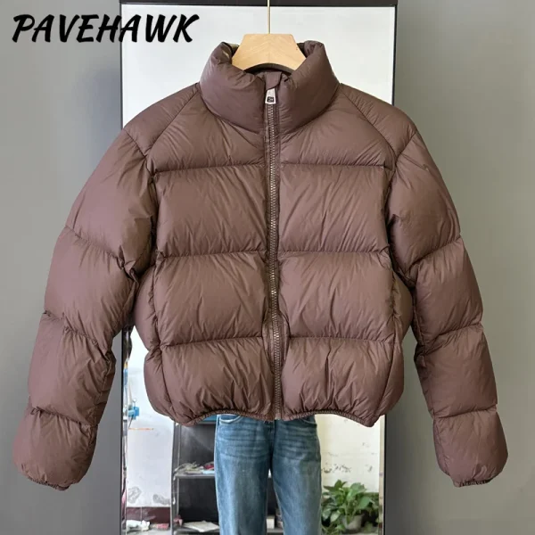 Parka corto da donna autunno inverno tasche con cerniera piumino casual caldo spesso streetwear capispalla femminile antivento slim fit 4
