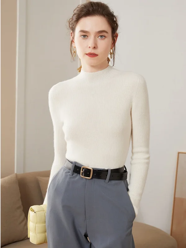Autunno Inverno Donna Maglione senza cuciture Pullover in cashmere Basic Slim Manica lunga Collo a lupetto 100% Maglieria in cashmere Warm Grace Tops 6