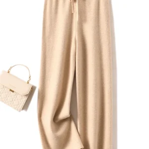 Pantaloni da donna autunno inverno Pantaloni basic morbidi casual con fascia 100% lana merino Maglieria Pantaloni popolari coreani 1