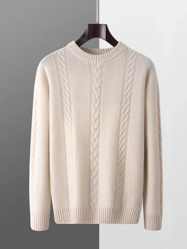 Autunno Inverno Maglione di lana da uomo Pullover Twist Fiore addensato Smart Casual 100% lana merino Maglieria Abbigliamento in cashmere Top 5