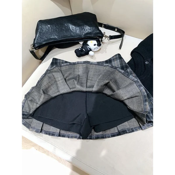 MEXZT Minigonna di lana vintage Donna Harajuku giapponese Plaid Gonne a pieghe Inverno Gyaru Kawaii Cutecore Design A Line Faldas 3