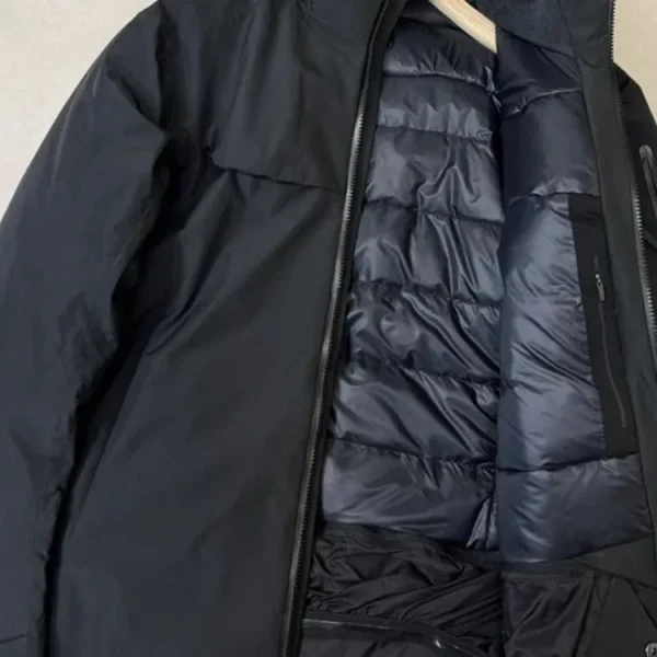 ARC Bird Ricamo Macai Piumino d'anatra Parka Giacca rigida da uomo Cappotto con cappuccio antivento impermeabile per escursionismo in campeggio 4