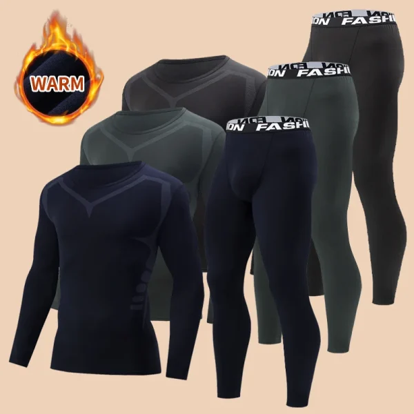 2/4 pezzi autunno/inverno uomo nero pantaloni a maniche lunghe set intimo gioventù fitness corsa base camicia sportiva pantaloni elasticizzati casual 4
