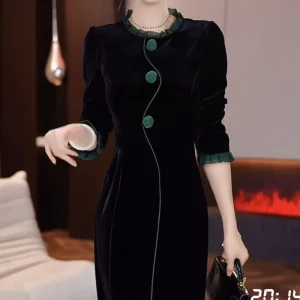 Abito cheongsam madre in stile cinese di fascia alta per l'autunno autunno e inverno Nuovo temperamento Abito slim fit e slim migliorato 1