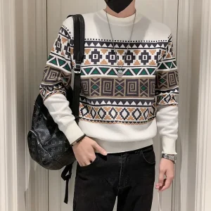 Autunno Inverno Nuova felpa con cappuccio Stagione Tendenza moda Casual Abbigliamento da uomo a maniche lunghe Versatile girocollo Felpe Top jacquard 1