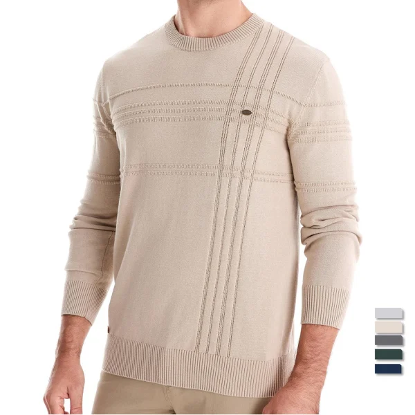 AIOPESON Maglione pullover girocollo da uomo lavorato a maglia in cotone spogliato di qualità autunno inverno maglioni caldi da uomo 3
