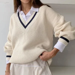 Autunno/inverno Casual Color Blocking che dimagrisce maglione da donna a maniche lunghe allentato 1
