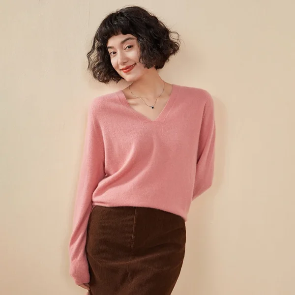 Autunno E Inverno delle Nuove Donne Maglione di Cachemire 100% Puro Cashmere Con Scollo A V Lavorato A Maglia Pullover A Maniche Lunghe di Vendita Caldo delle Donne Top 6