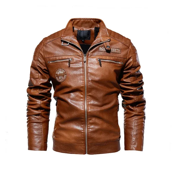 Nuovi uomini invernali da uomo di alta qualità moda fodera in pile cappotto giacca in pelle stile moto giacche Casual cappotto caldo nero 5