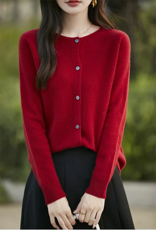 2024 Nozioni di base Autunno Inverno Donna Maglione Vendite Maglieria di lana merino New Fashion Solid Cardigan Classico Abbigliamento a maniche lunghe Top 6