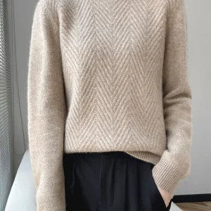 Maglione lavorato a maglia da donna 100% lana merino Maglieria Collo a lupetto Manica lunga Pullover basic Autunno Inverno Maglione di cashmere Top 1