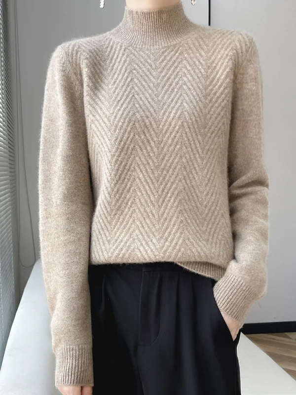 Maglione lavorato a maglia da donna 100% lana merino Maglieria Collo a lupetto Manica lunga Pullover basic Autunno Inverno Maglione di cashmere Top 1