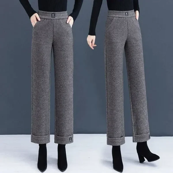 Pantaloni a gamba larga a vita alta da donna autunno inverno nuovi pantaloni di lana drappeggiati dimagranti larghi pantaloni lunghi moda femminile 2