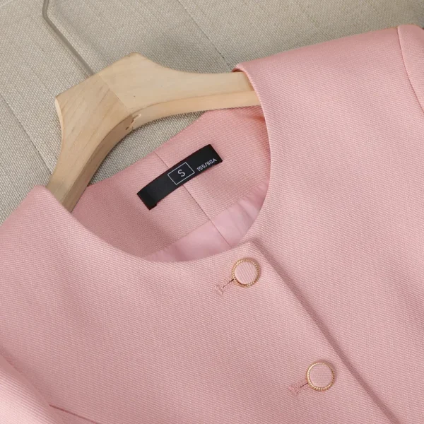 NAVIU Abiti eleganti da donna viola Moda Temperamento Casual Business O Collo Giacca sottile e gonna Abbigliamento da lavoro da donna per ufficio 5
