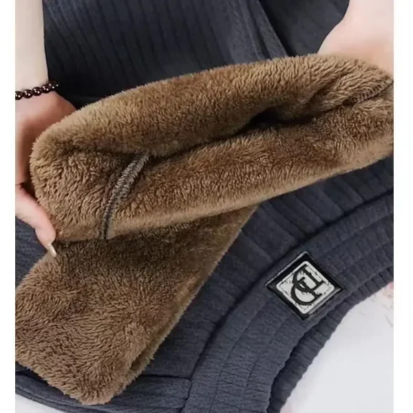 Pantaloni foderati in pile autunno inverno per uomo Donna Pantaloni casual in pile lungo extra spesso Pantaloni larghi in pile Pantaloni Harem 6