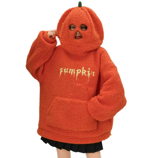 Y2k felpa con cappuccio oversize zucca divertente carino felpa con cappuccio abbigliamento agnello peluche maglione cappotto con cappuccio cartone animato autunno e inverno maglione sciolto 2