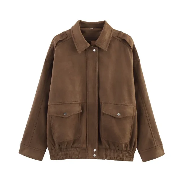 MUJER 2025 Giubbotti bomber da donna Capispalla Giacca in pelle scamosciata Donna Streetwear Vacanza Cappotti da donna Cerniera Novità in Cappotti e giacche 3