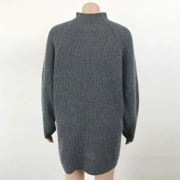 Abito maglione dolcevita donna autunno solido manica lunga Casual elegante Mini abito lavorato a maglia oversize vestiti invernali 6
