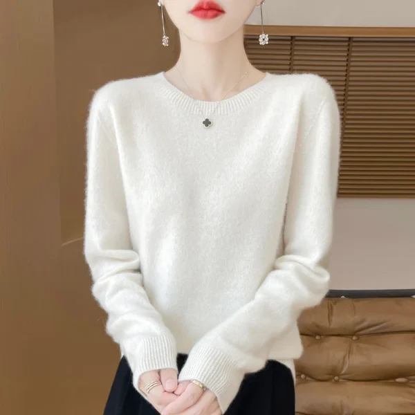 2024 moda 100% lana merino maglione pullover di cashmere O-Collo manica lunga donna maglieria autunno inverno abbigliamento Y2K top O Ling 3